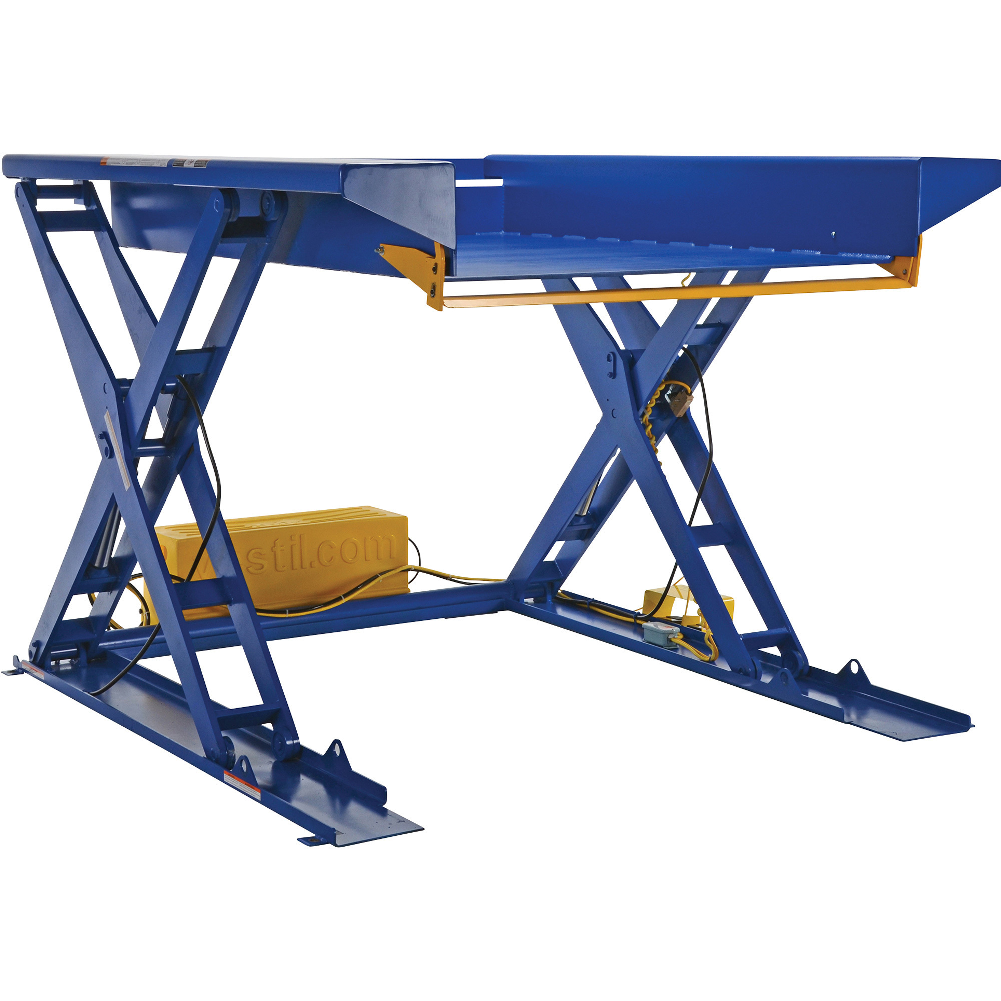 Vestil Ground Lift Scissor Table - 2,000-Lb. Capacity, 73in.L x 53in.W Platform, 48in. Raised Height, Model# EHLTG-5270-2-48